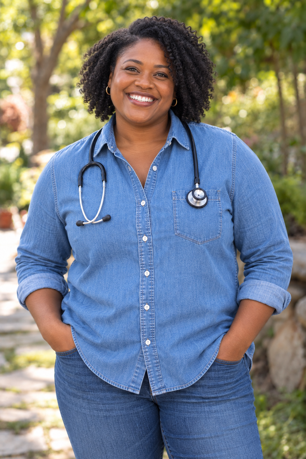 A Direct Care practice owner outside her clinic (illustration)